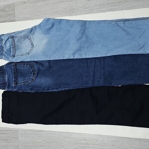 Dark Blue Denim Jeans, Light Blie Denim Jeans And Volcom Black Pants For Boys